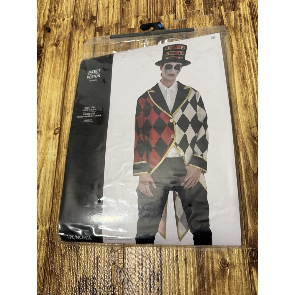Halloween Costume - Circus Harlequin Jacket w/ Tails- Adult L/XL Size 46 NEW